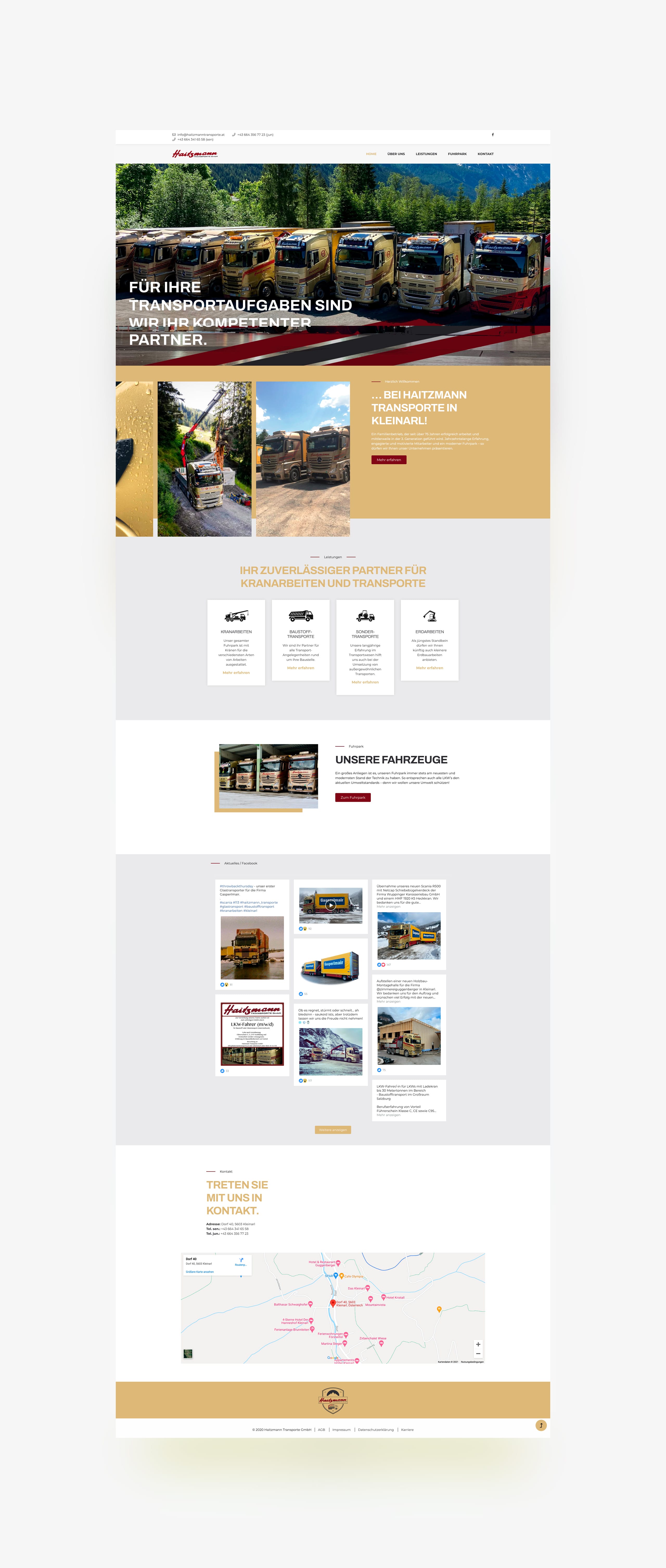 Website Full Page von Haizmann Transporte