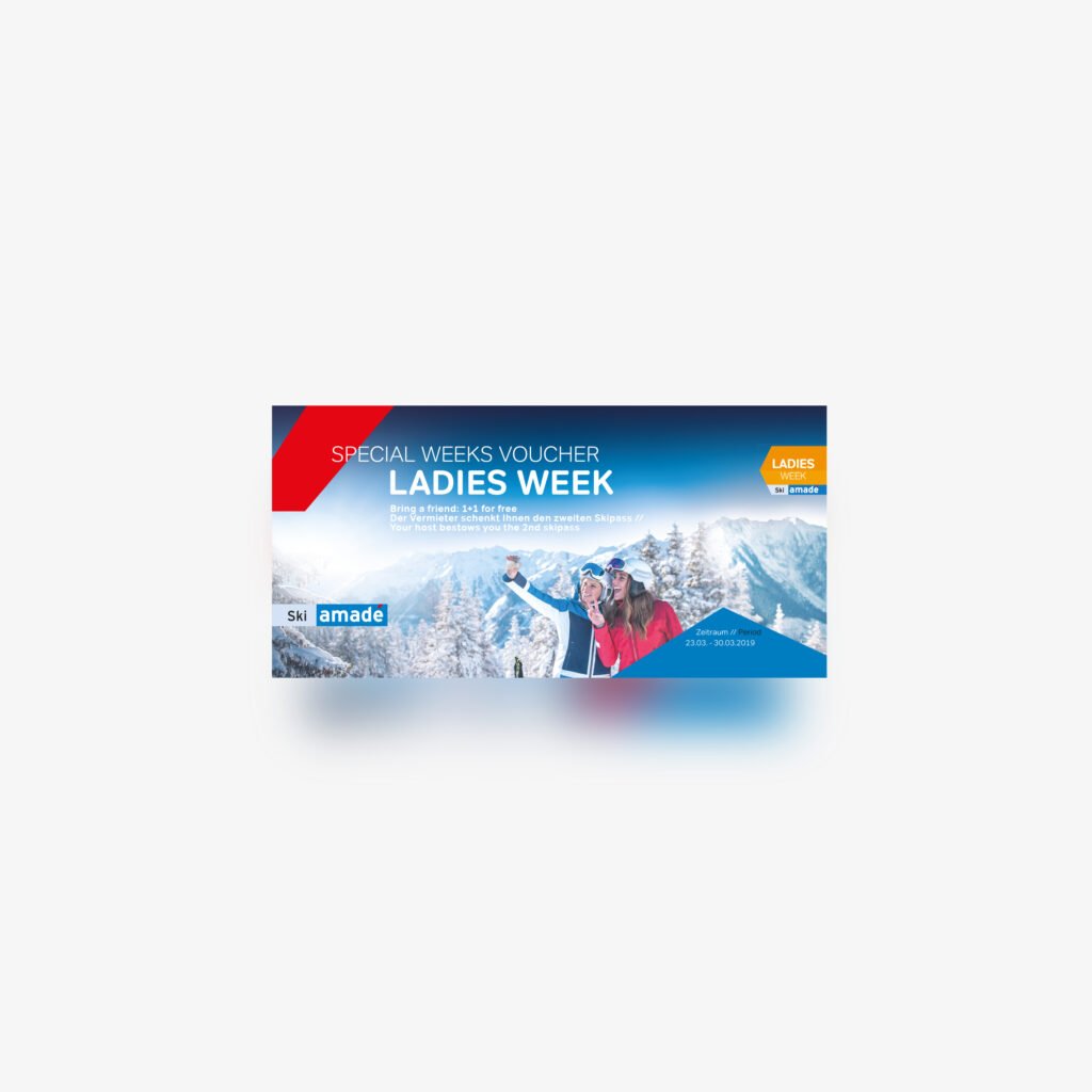 Druck Werbung Voucher von Ski amadé