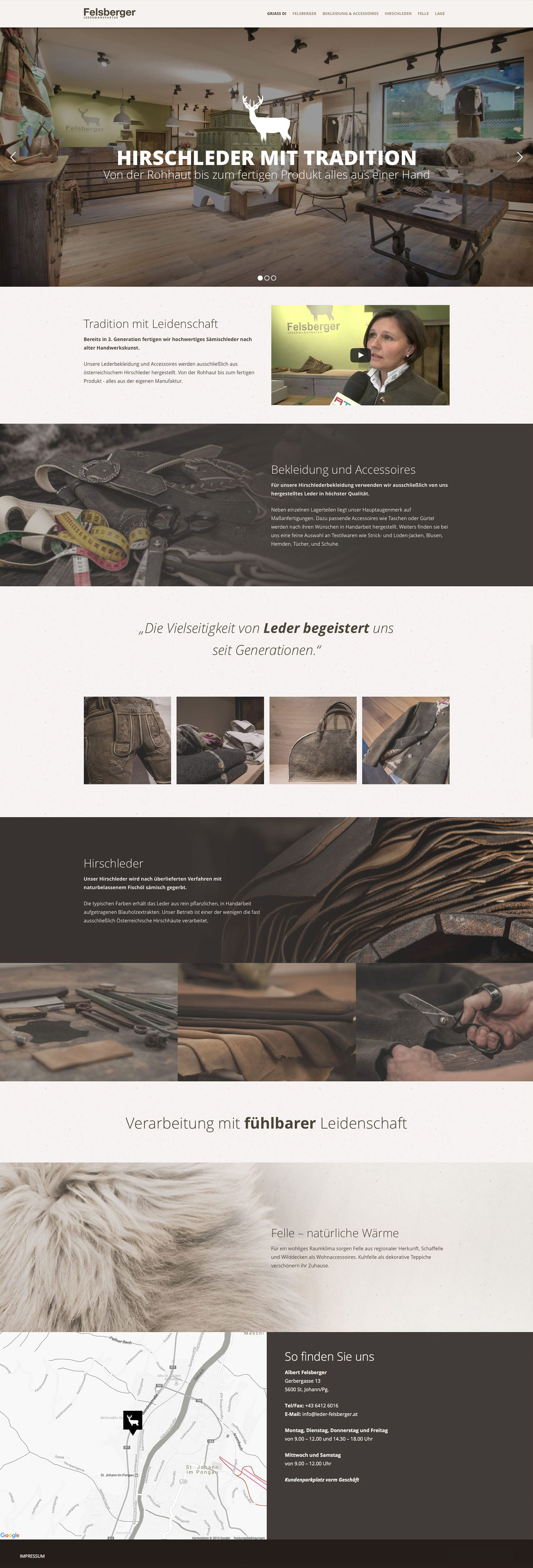 Website Full Page von Ledermanufaktur Felsberger